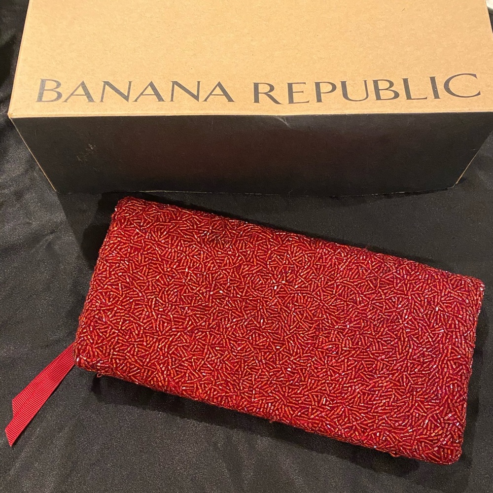 Banana Republic hand beaded clutch